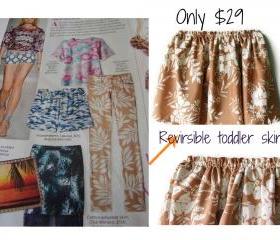 Clothes. Toddler girl elastic waist skirt. Fashion style reversible skirts.