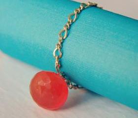 Chain ring with natural gemstone. 14K gold filled thin chain ring. Delicate and feminine jewelry. 