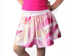 Reversible fuchsia skirt for girls. Kids clothes. Girls summer skirt. . Fashion fabric circle skirts